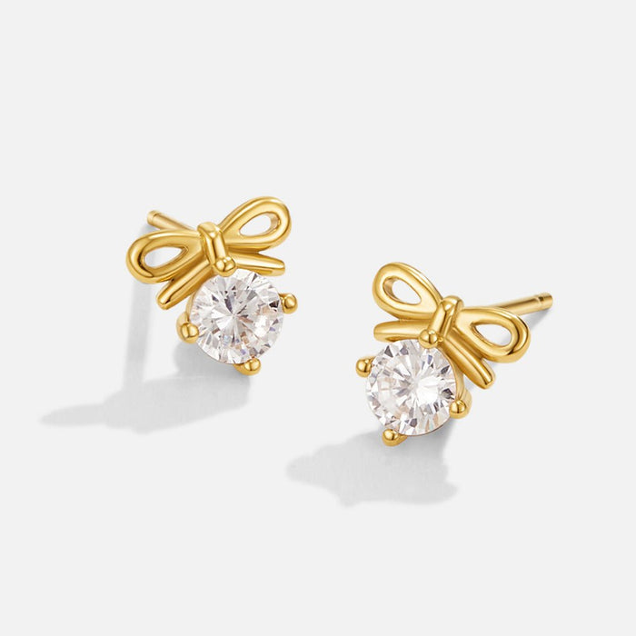 Crystal Bow Stud Earrings