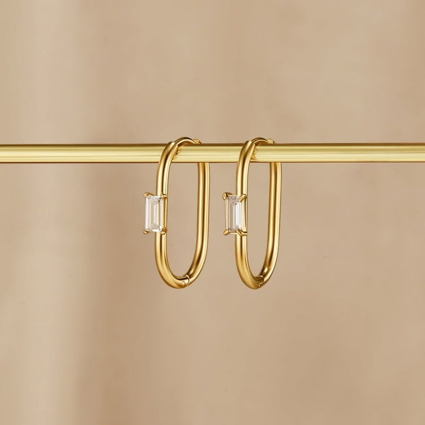 Crystal & Gold Diana Hoop Earrings