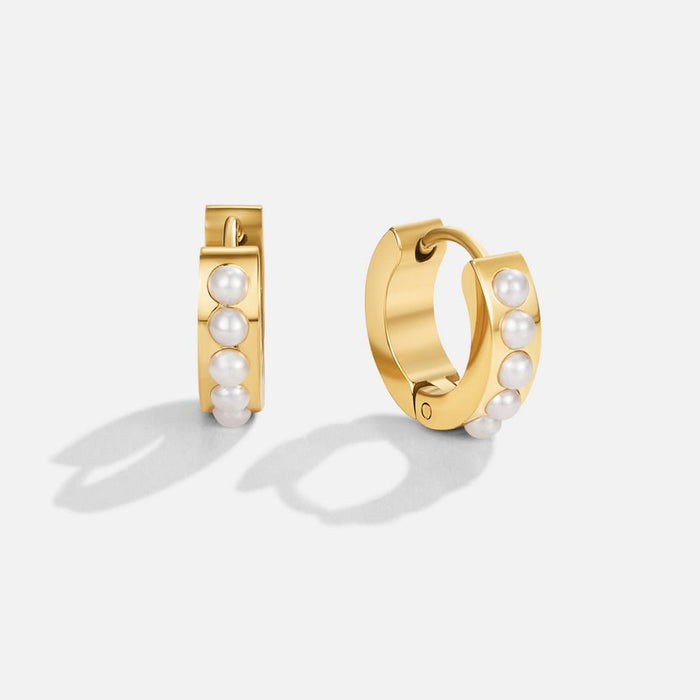 Gold Eula Pearl Hoop Earrings