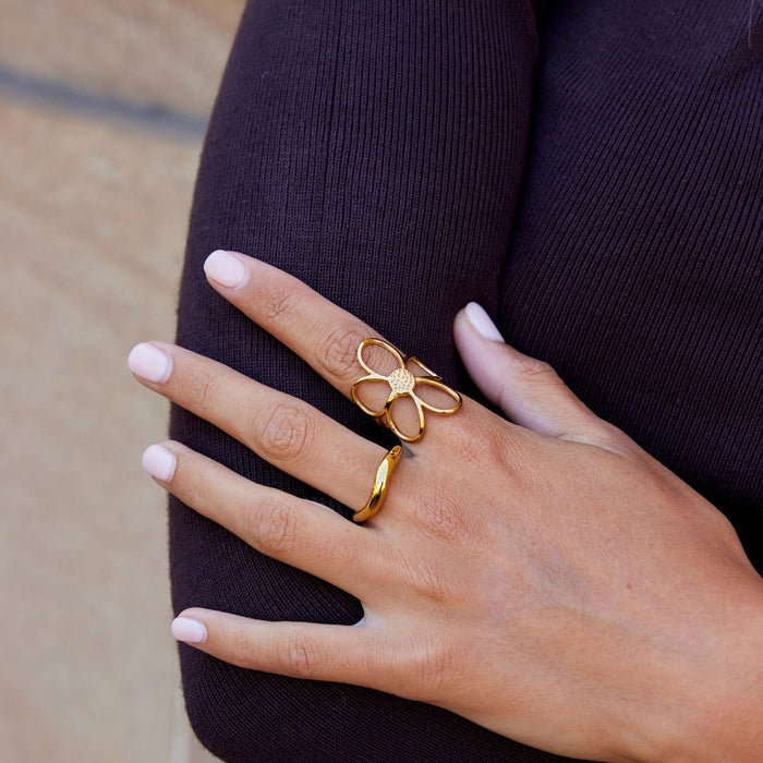 Golden Daisy Flower Ring