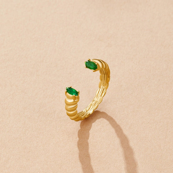 Green Emerald Cuff Ring