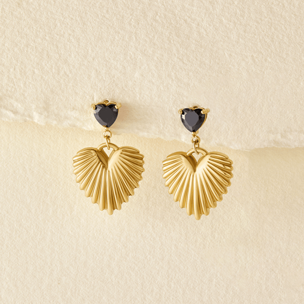 Hera Gold Heart Drop Earrings