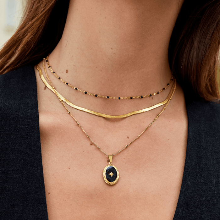 Mila Black Bead Necklace