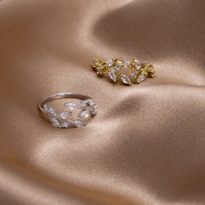 Silver Crystal Vine Ring
