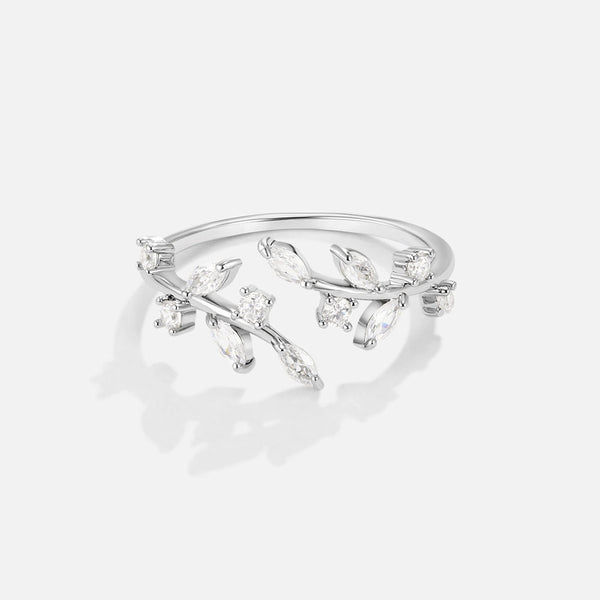 Silver Crystal Vine Ring