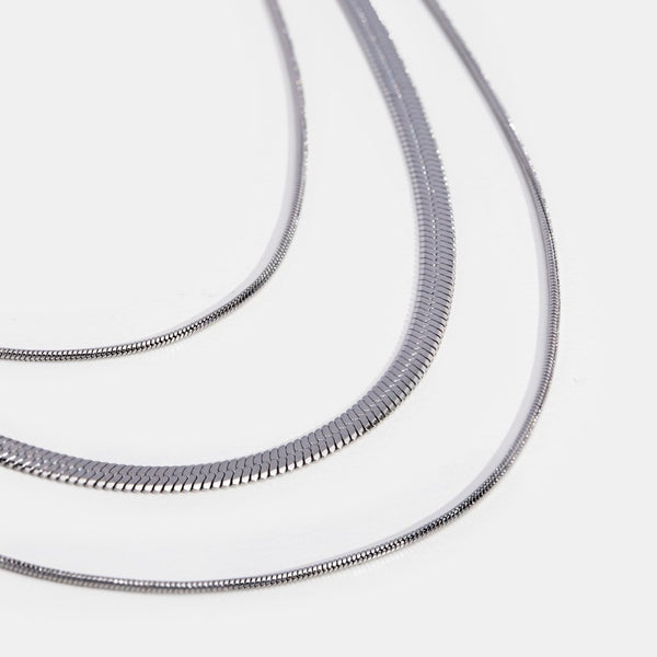 Silver Multi-Layered Chain Necklace