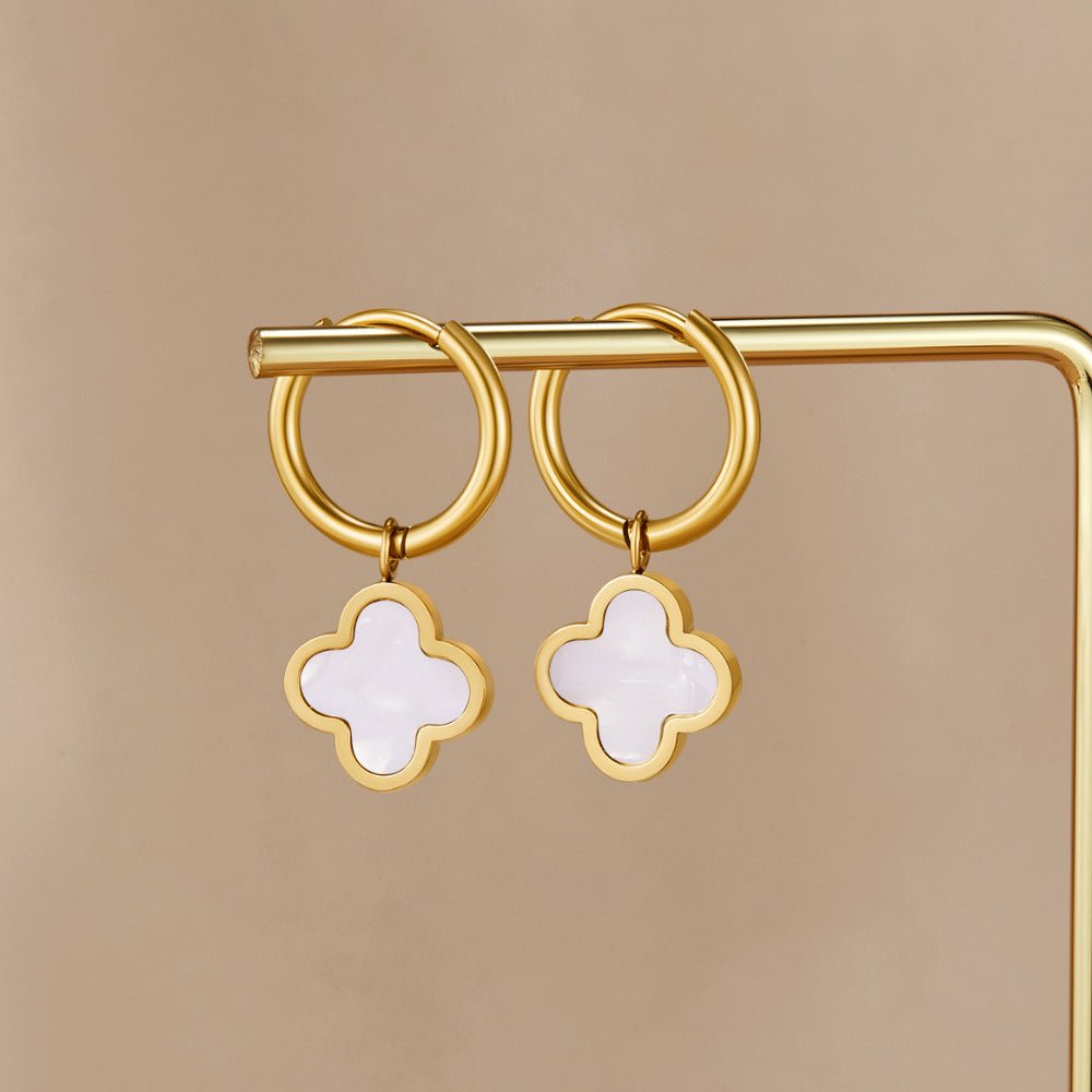 White Clover Hoop Earrings