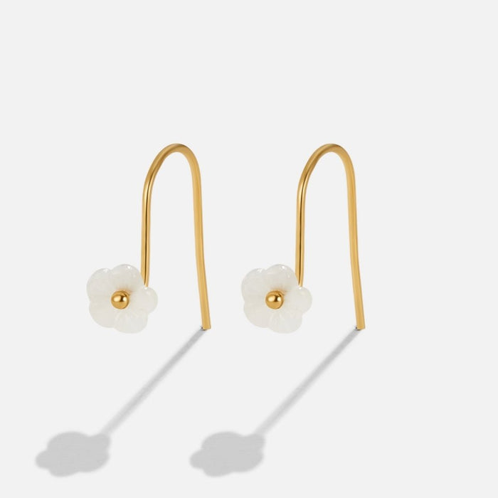White Petal Shell Drop Earrings