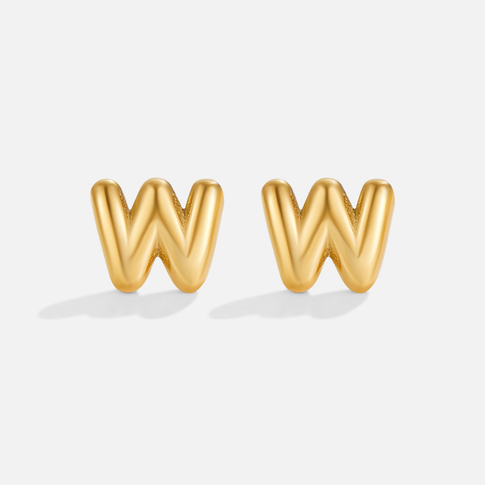 Gold Bubble Letter Earrings
