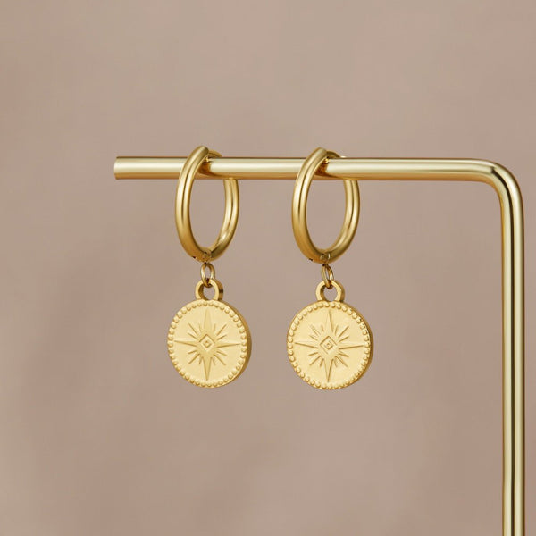 Celestial Gold Coin Earrings
