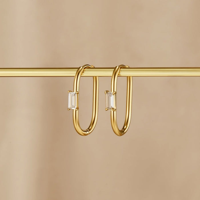 Crystal & Gold Diana Hoop Earrings