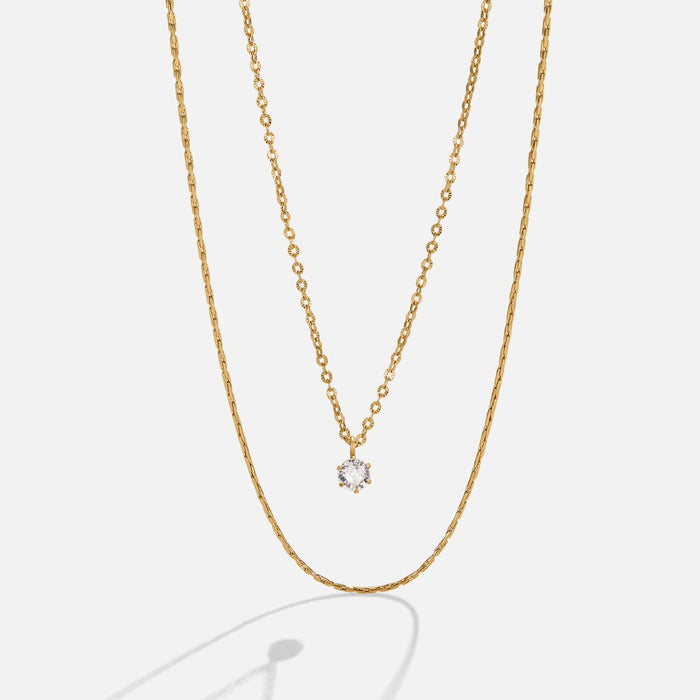 Dina Crystal & Gold Layered Necklace