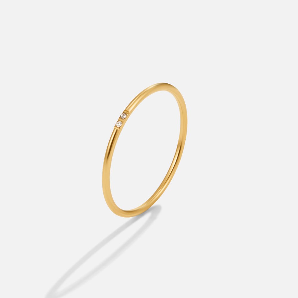 Eula Gold & Crystal Band Ring Set