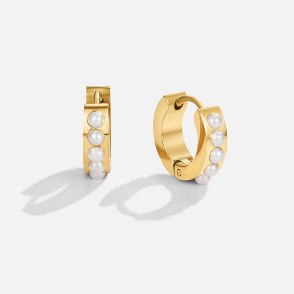 Gold Eula Pearl Hoop Earrings