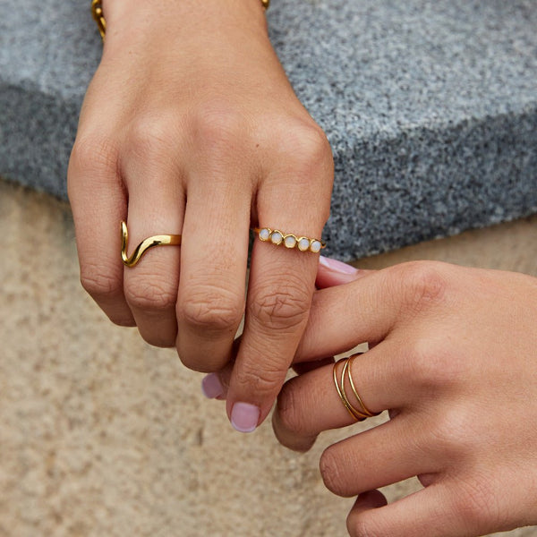 Golden Moonstone Eternity Ring