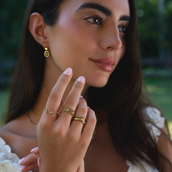 Golden Wildflower Infinity Ring