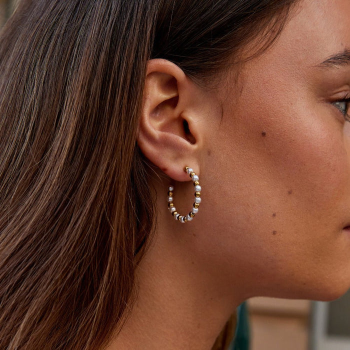 Maia Pearl & Gold Bead  Earrings