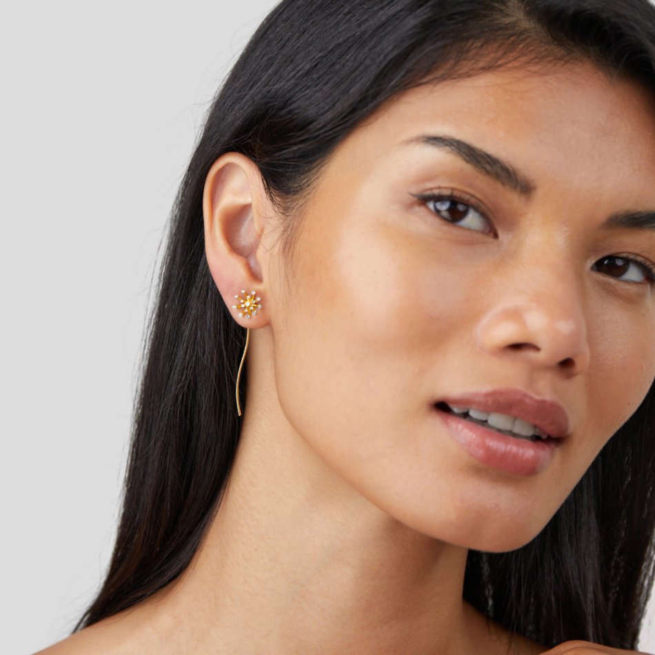 Make A Wish Dandelion 18K Gold Earrings