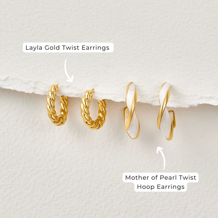 Mother of Pearl Twist Hoop Earrings