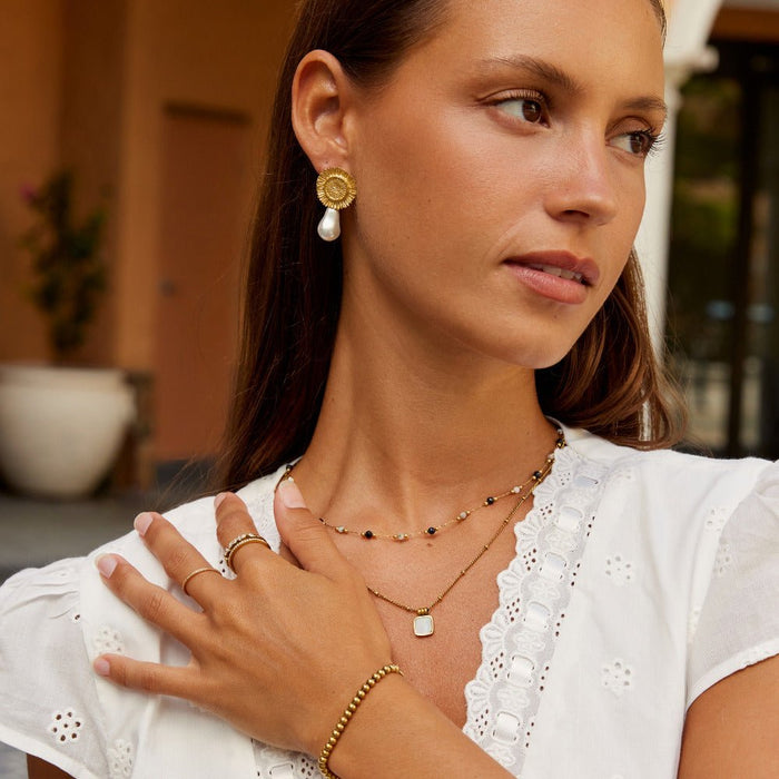 Pearl Blossom Drop Earrings