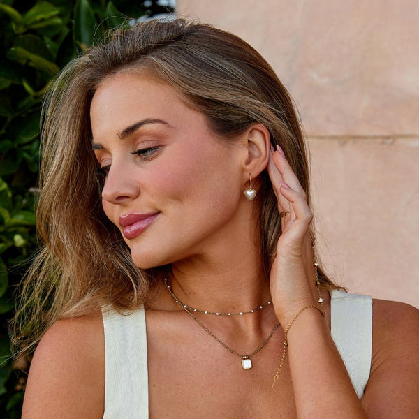 'Pure Heart' Pearl Hoop Earrings