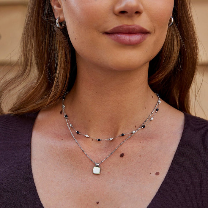Silver Lucia White Shell Pendant Necklace
