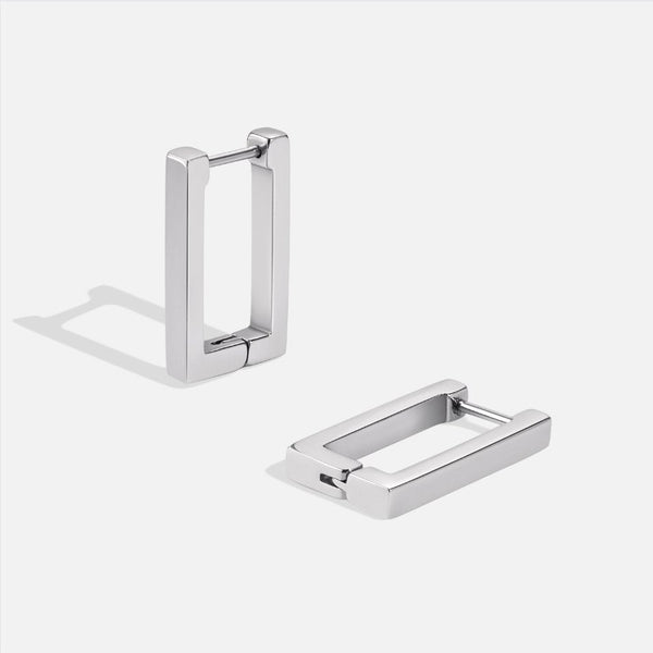 Silver Rectangle Hoop Earrings