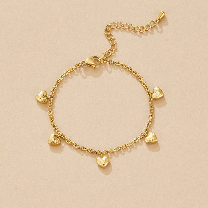 Vintage Gold Heart Charm Bracelet