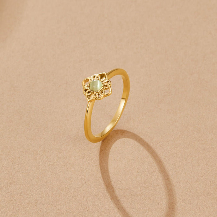 Vintage Lotus Flower Opal Ring